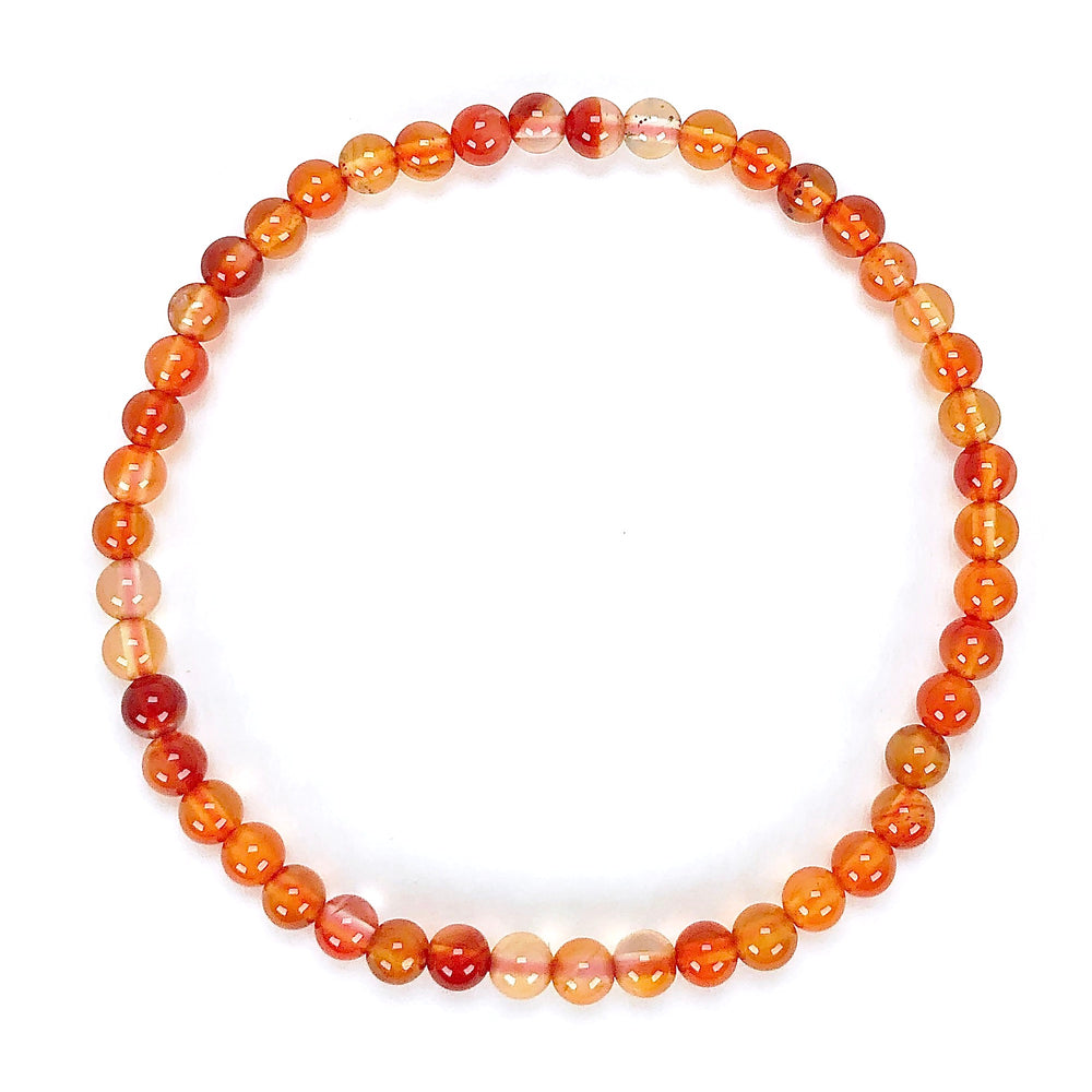 Men's Carnelian 4mm Beaded Bracelet on a white background.