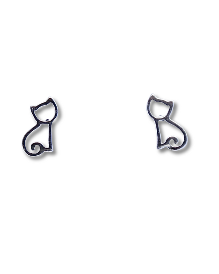 Sterling Silver Cat Stud Earring