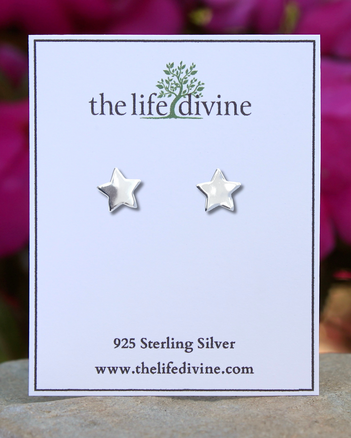 Sterling Silver Large Star Stud Earrings on card