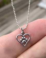 Paw Print Heart Charm Necklace