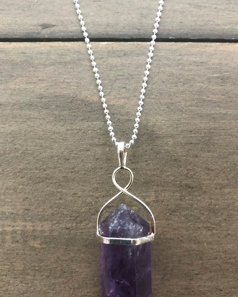 Amethyst Crystal Point Electroplate Pendant