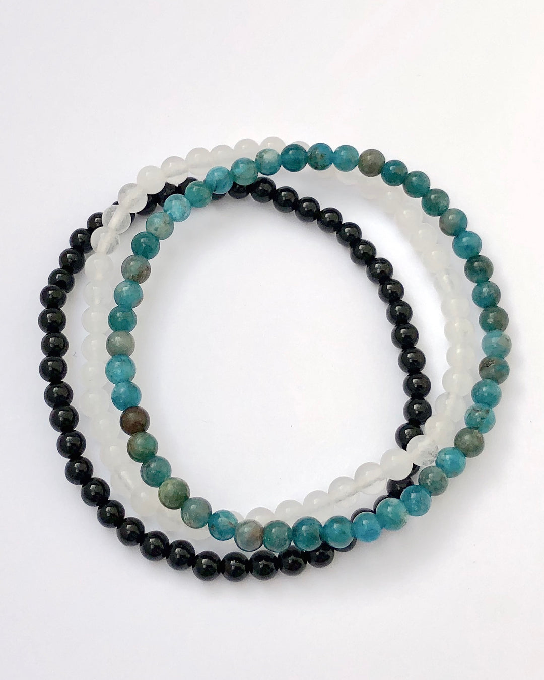 Spiritual Growth 4mm Beaded Gemstone Bracelet Set  on a white background.