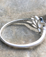 Sterling Silver Lotus Ring on stone with 925 stamp