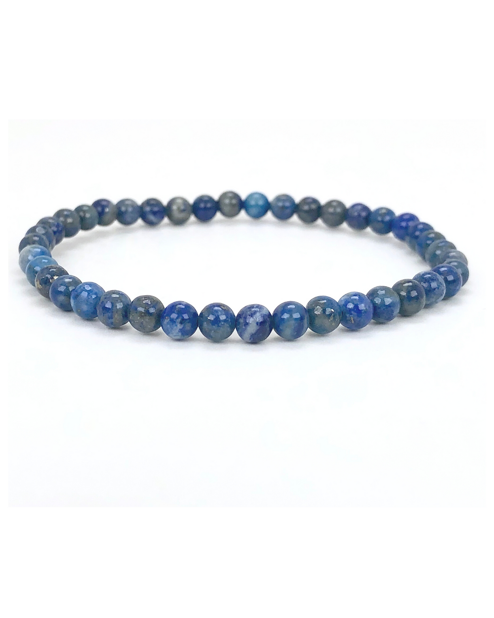 Children's Lapis Lazuli 4mm Gemstone Bracelet on White Background