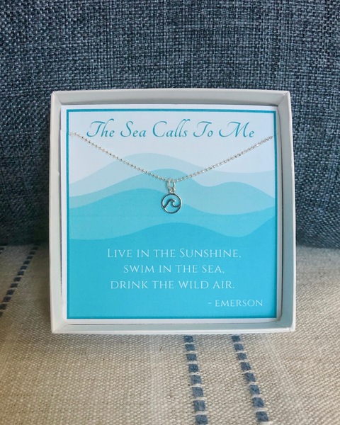 Wave Necklace With Emerson Quote