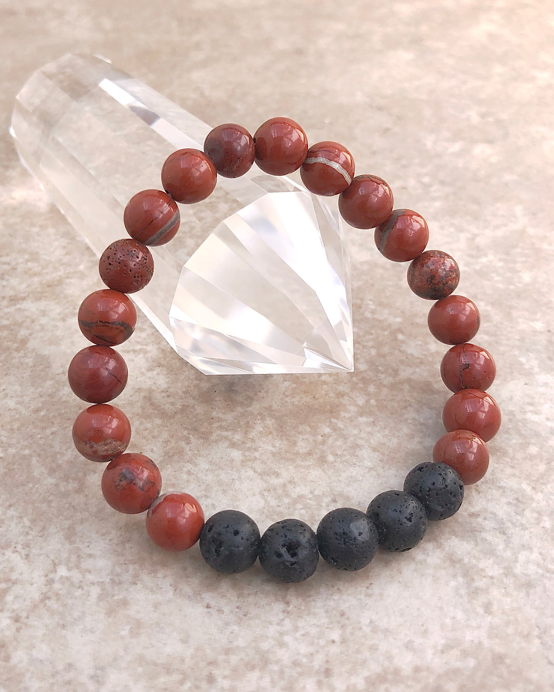 Red Jasper and Lava Stone Bracelet