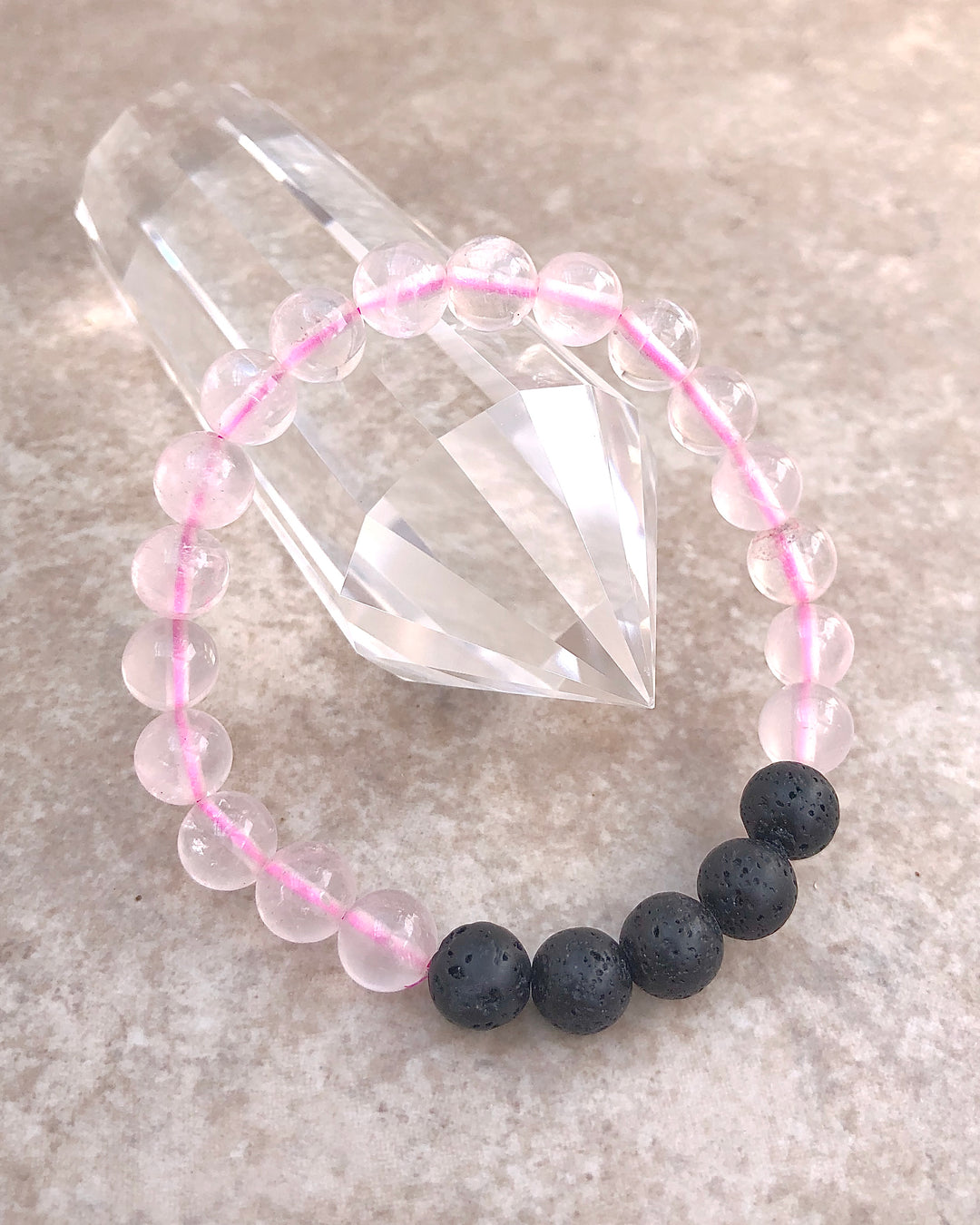 Rose Quartz and Lava Stone Bracelet