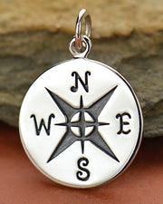 Small Silver Compass Rose Necklace