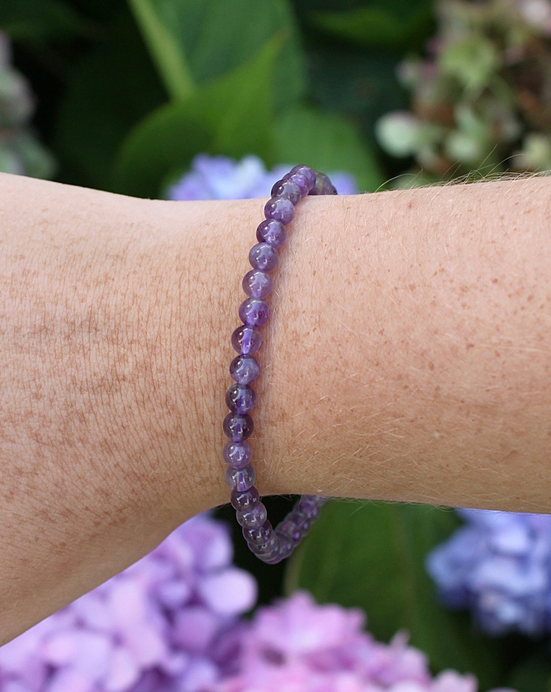 Amethyst 4mm Beaded Gemstone Bracelet