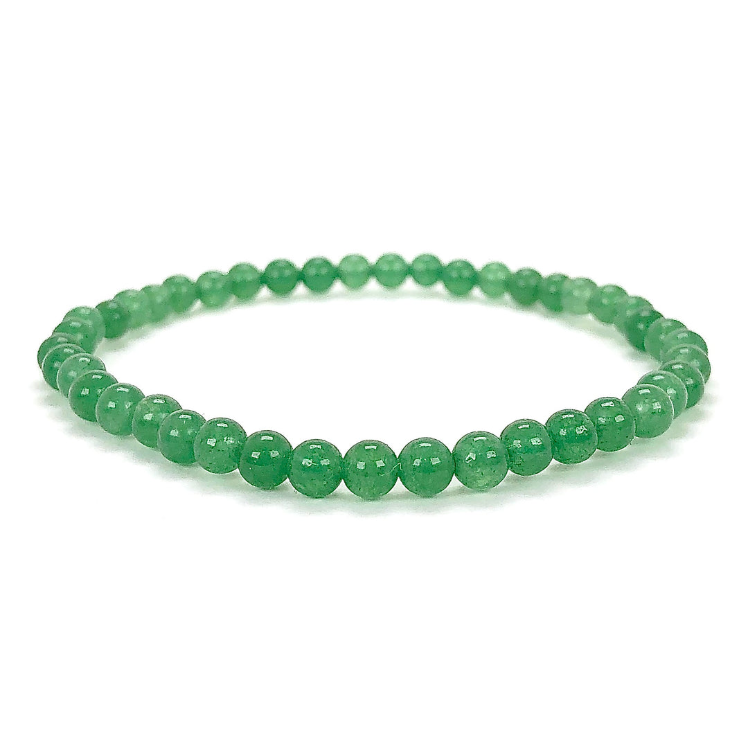 Aventurine 4mm Gemstone Bracelet on white Background.