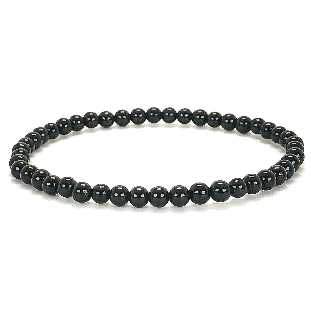 Children's Black Tourmaline 4mm Gemstone Bracelet on a White background