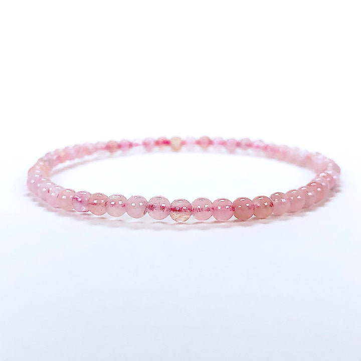 Children's Morganite Mini 4mm Gemstone Bracelet on a White Background