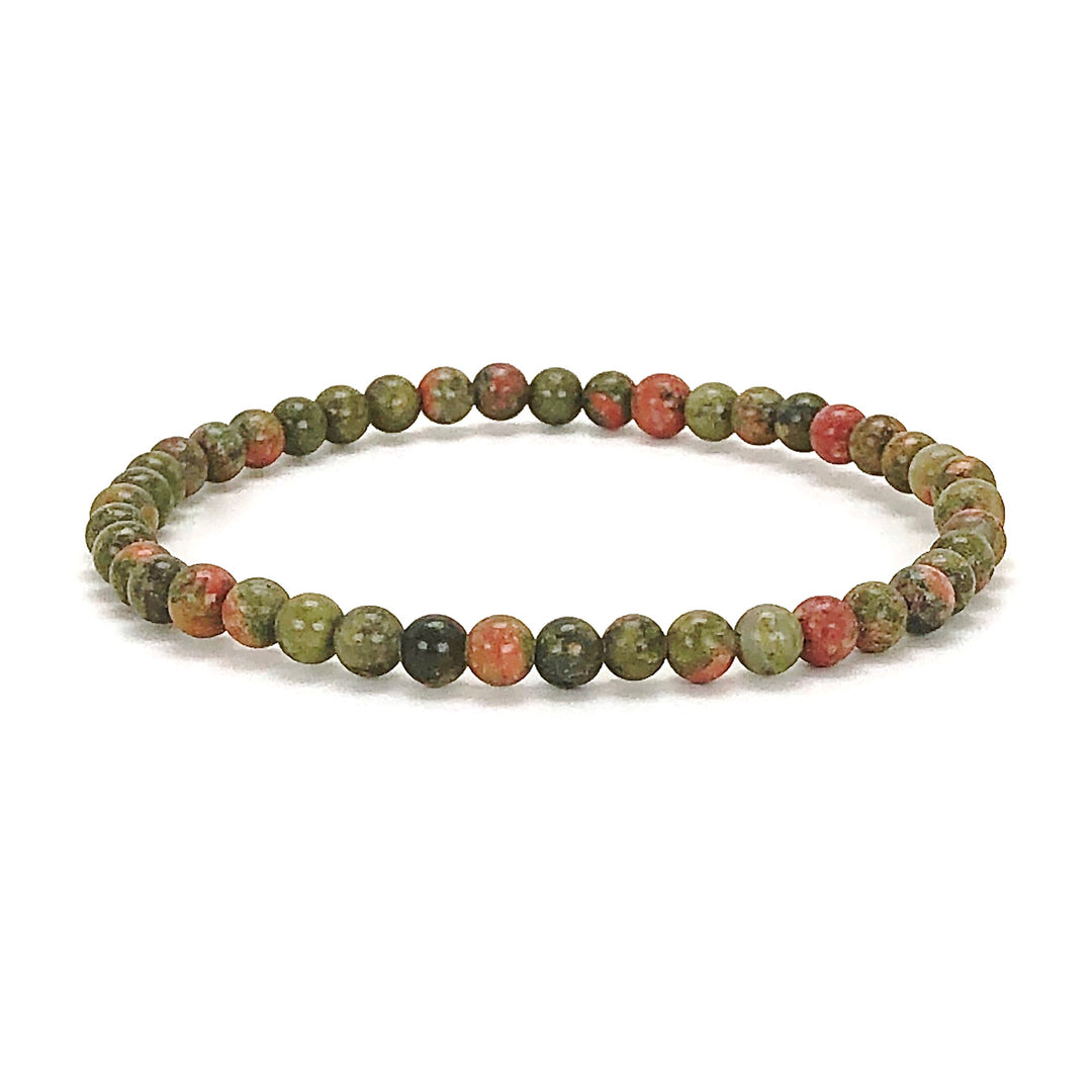 Unakite 4mm Beaded Gemstone Bracelet