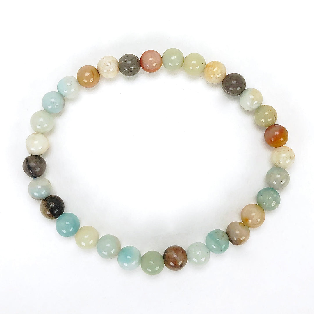 Multi Amazonite 6mm Beaded Gemstone Bracelet 