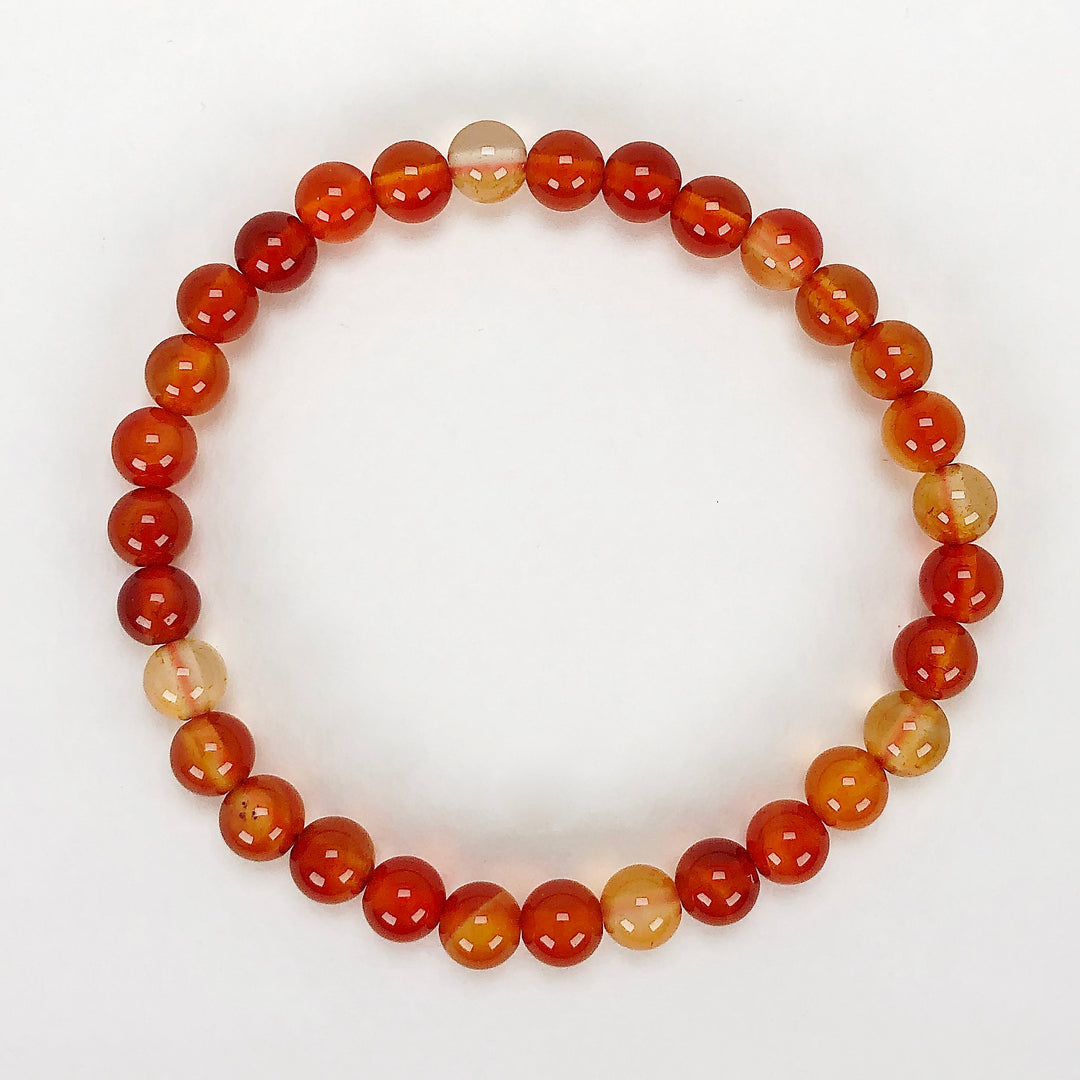 Carnelian 6mm Beaded Gemstone Bracelet