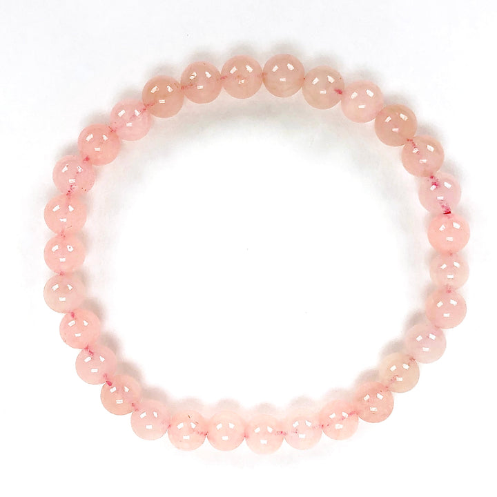 Morganite 6mm Beaded Gemstone Bracelet