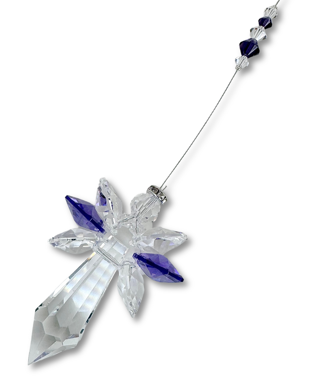 Crystal Amethyst Angel Sun Catcher laying flat