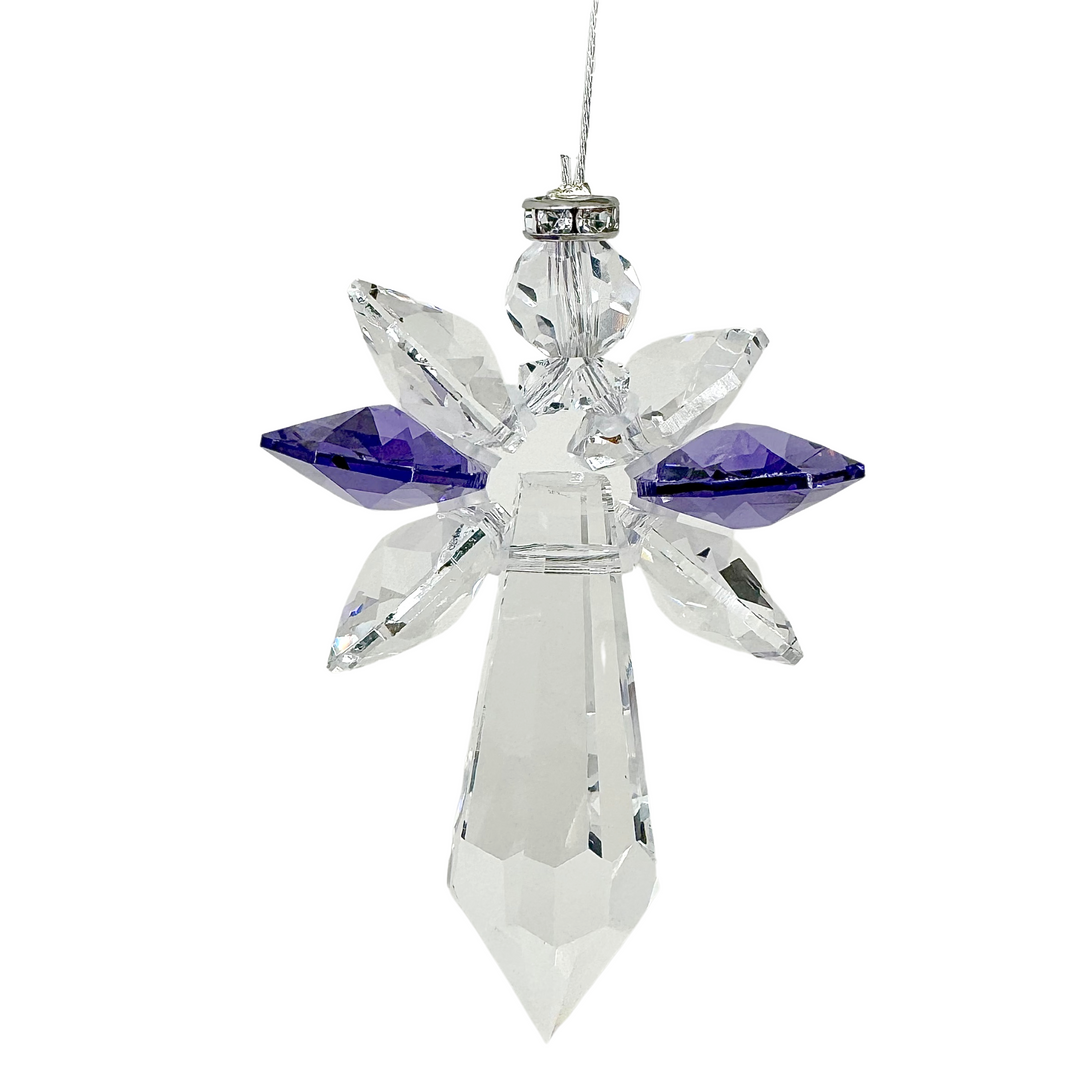 Crystal Amethyst Angel Sun Catcher with white background