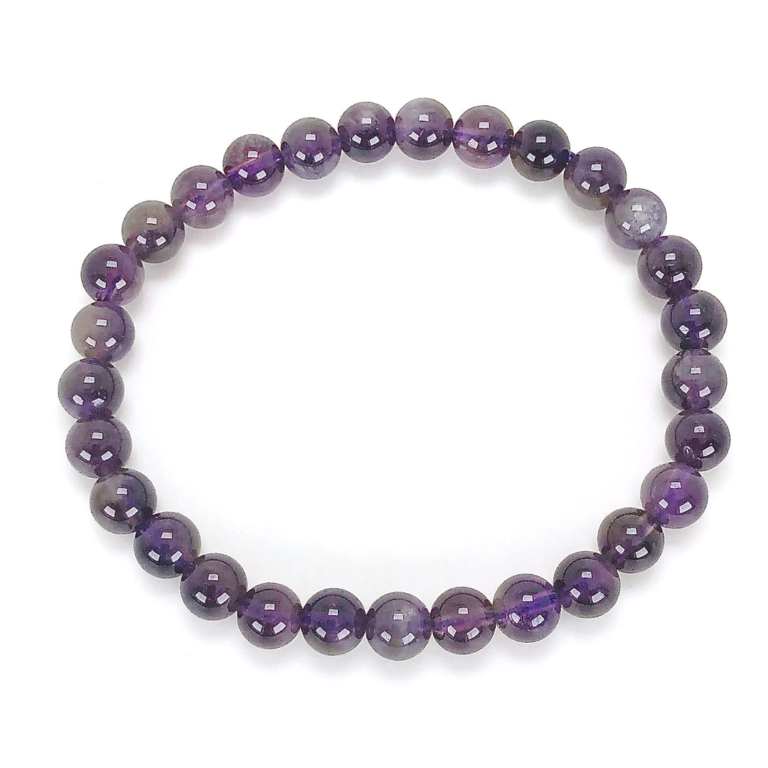 Amethyst 6mm Beaded Gemstone Bracelet