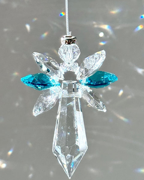 Crystal Aquamarine Angel Sun Catcher