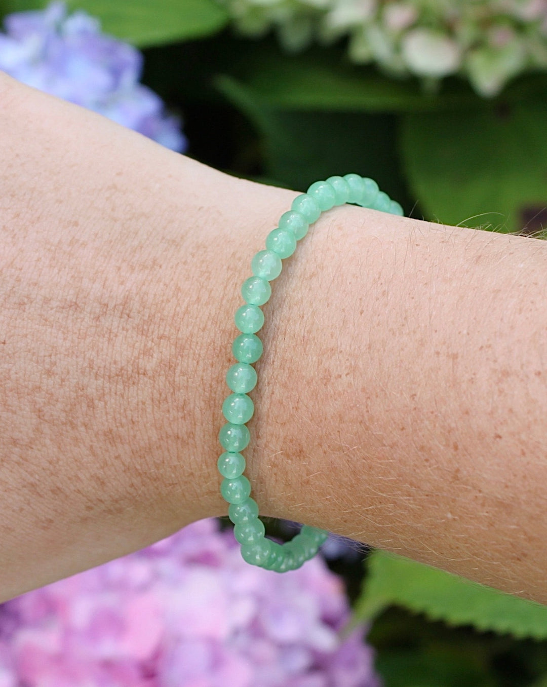 Aventurine 4mm Gemstone Bracelet on a Wrist