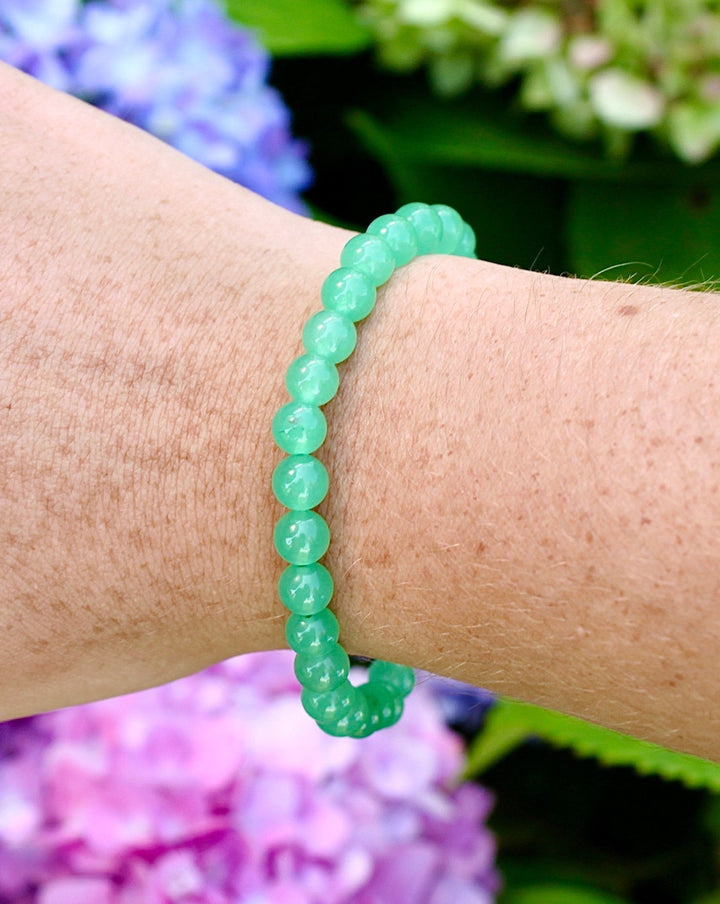 Aventurine 6mm Beaded Gemstone Bracelet  on a wrist.