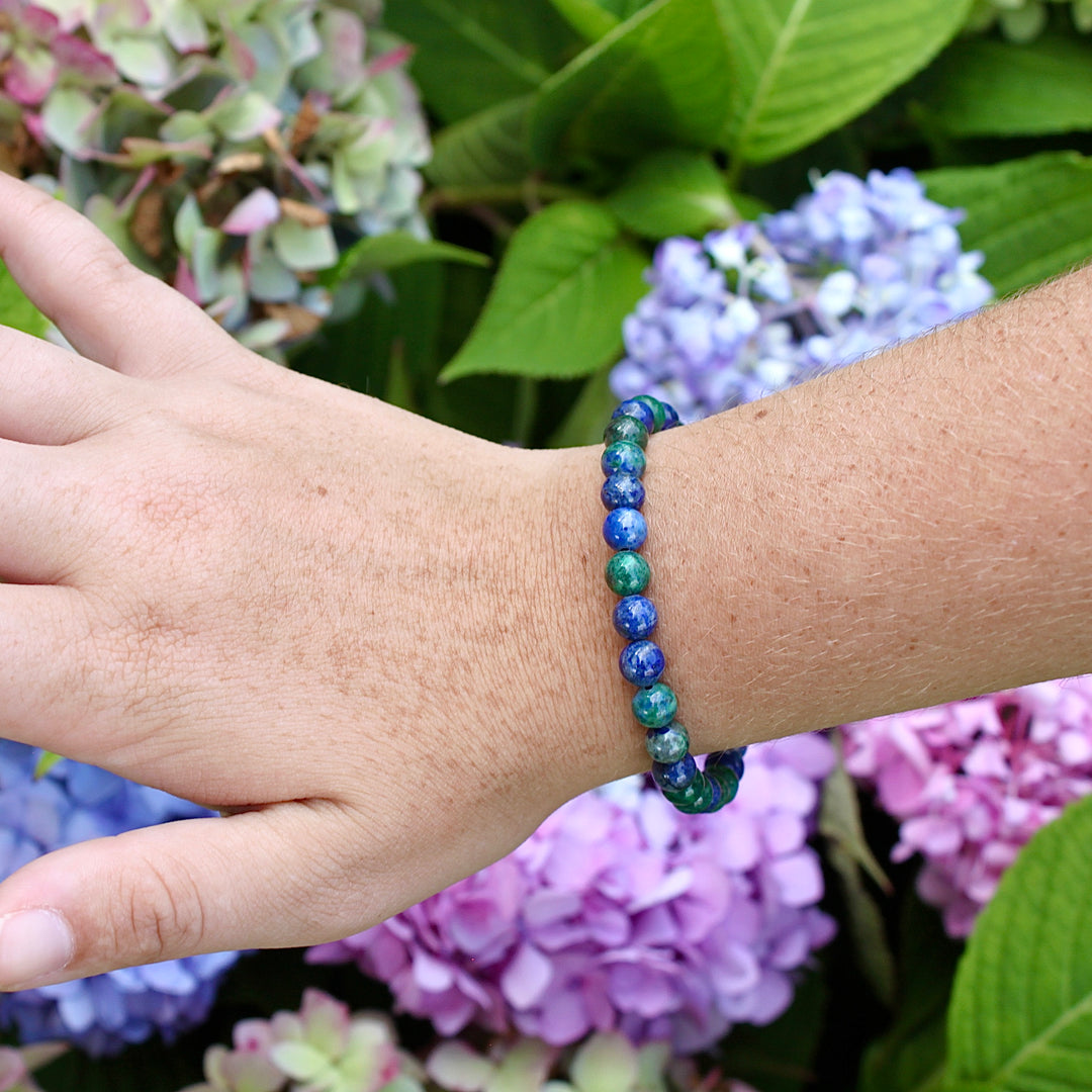 Azurite 6mm Beaded Gemstone Bracelet