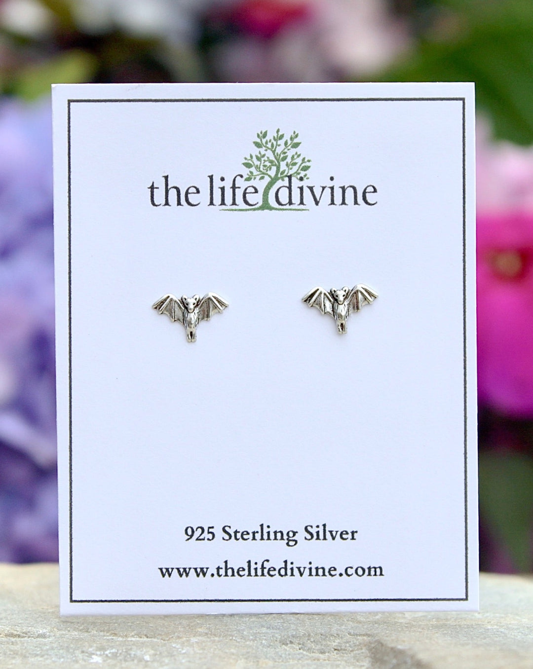 Sterling Silver Tiny Bat Stud Earrings