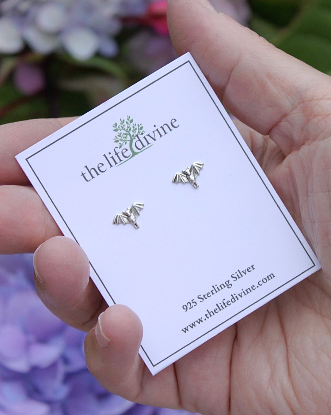 Sterling Silver Tiny Bat Stud Earrings