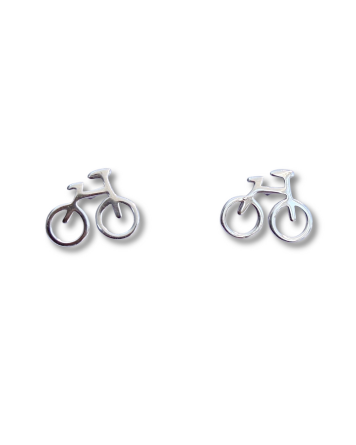 Bicycle Sterling Silver Stud Earrings on a white background.