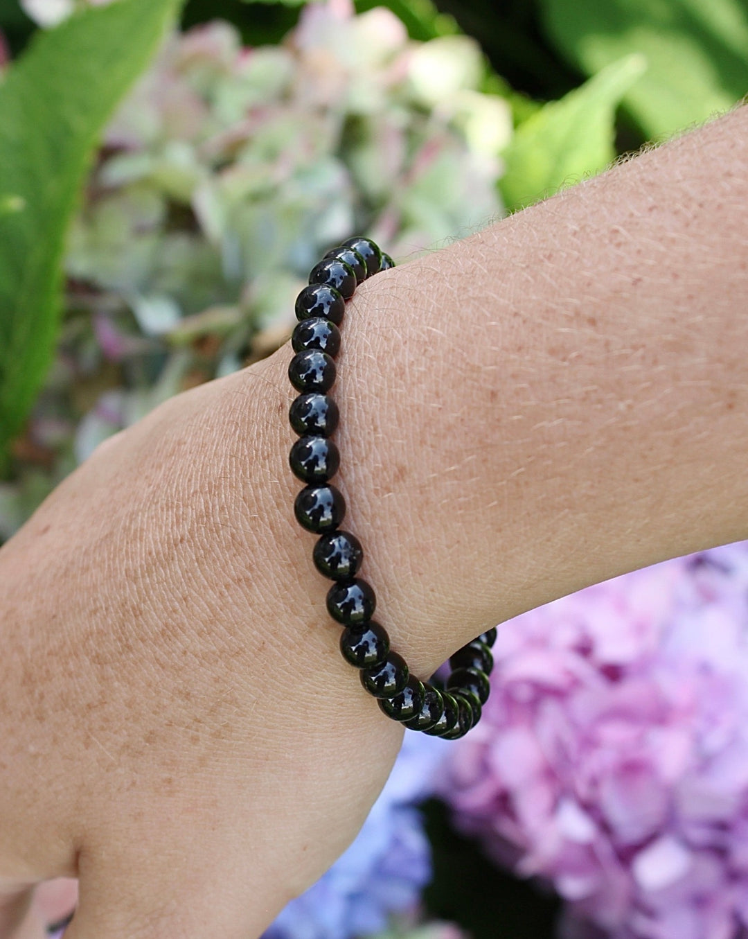 Black Tourmaline 6mm Beaded Gemstone Bracelet