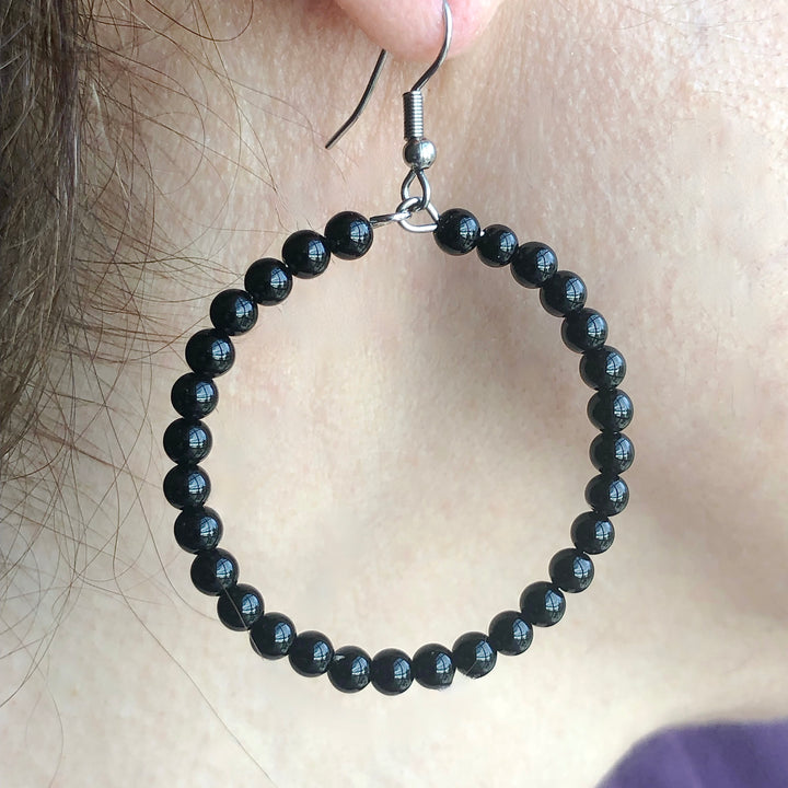 Black Agate Gemstone Earrings