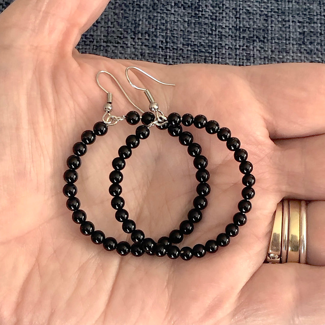 Black Agate Gemstone Earrings