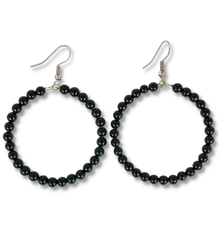 Grade A+ Black Agate Gemstone Earrings