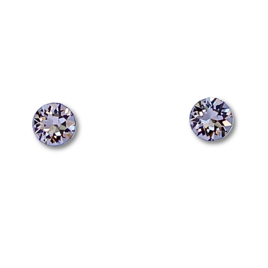 Black Diamond CZ Sterling Silver Stud Earrings on a white background.