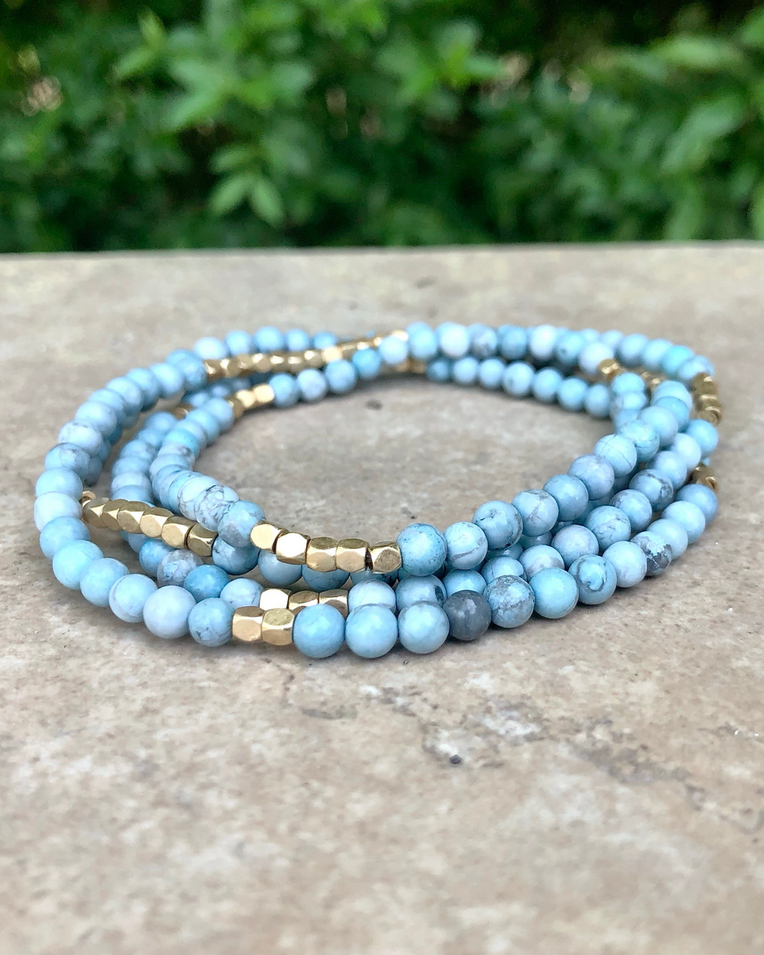 Blue Howlite With Gold Accents Gemstone Wrap