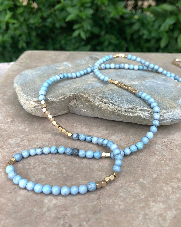 Blue Howlite With Gold Accents Gemstone Wrap