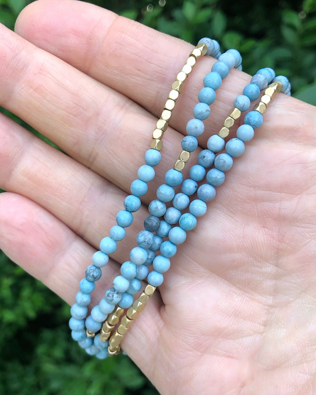 Blue Howlite With Gold Accents Gemstone Wrap