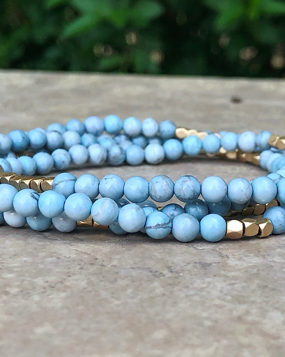 Blue Howlite With Gold Accents Gemstone Wrap