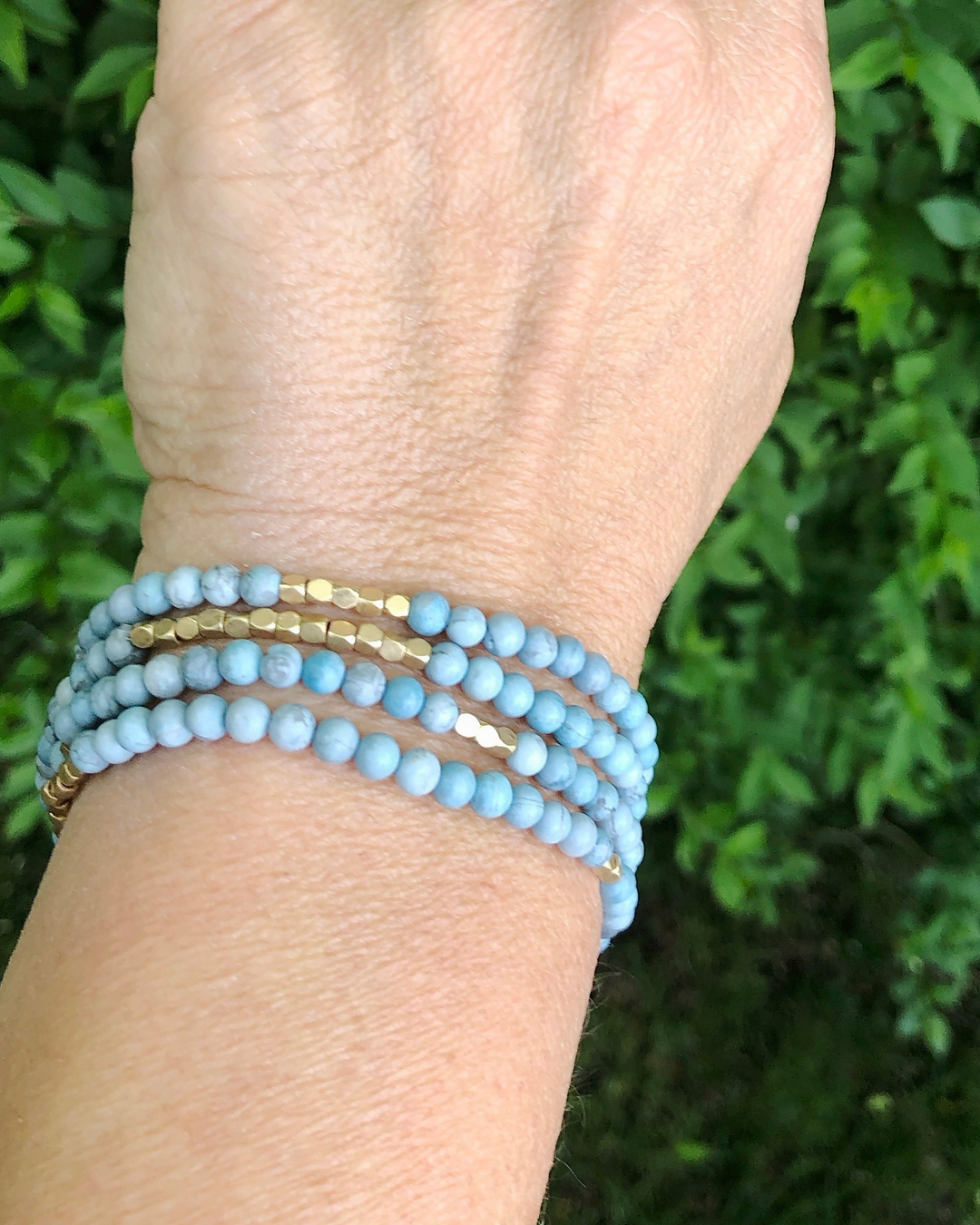 Blue Howlite With Gold Accents Gemstone Wrap