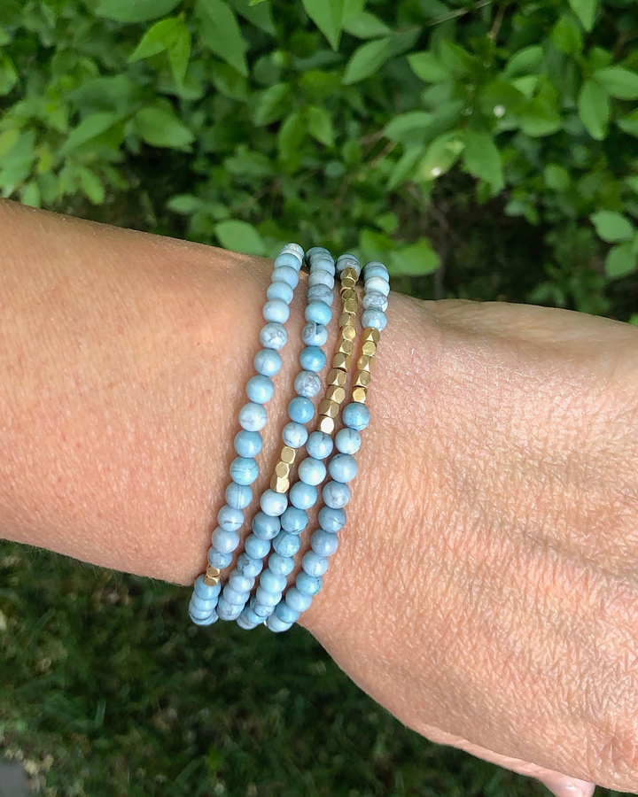 Blue Howlite With Gold Accents Gemstone Wrap