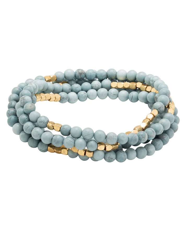 Blue Howlite With Gold Accents Gemstone Wrap