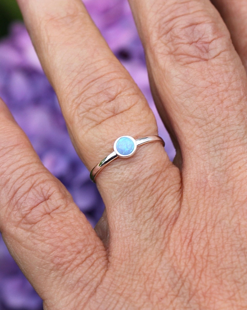 Blue Lab Opal Round Ring