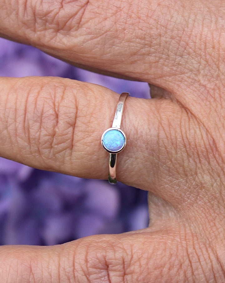 Blue Lab Opal Ring on finger