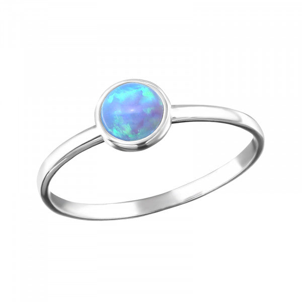 Blue Lab Opal Ring on white background