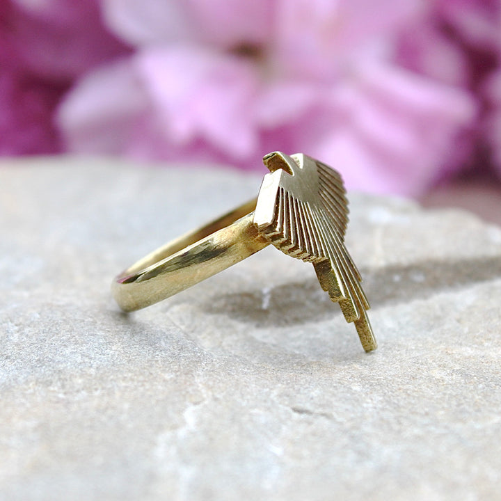 Brass Phoenix Ring side angle