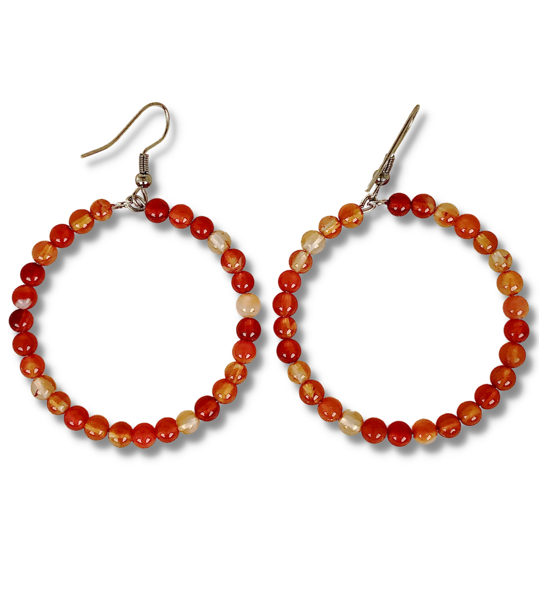 Round Beaded Carnelian Gemstone Earrings