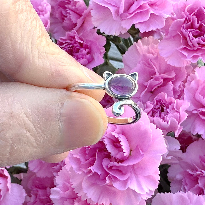 Cat Ring with Amethyst Stone