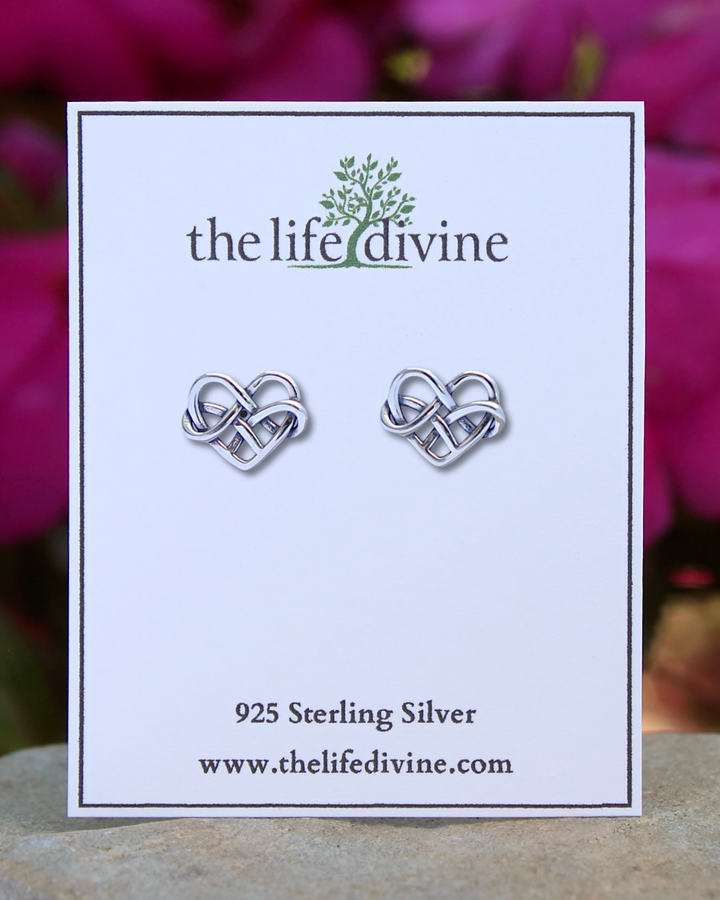 Celtic Heart Knot Stud Earrings