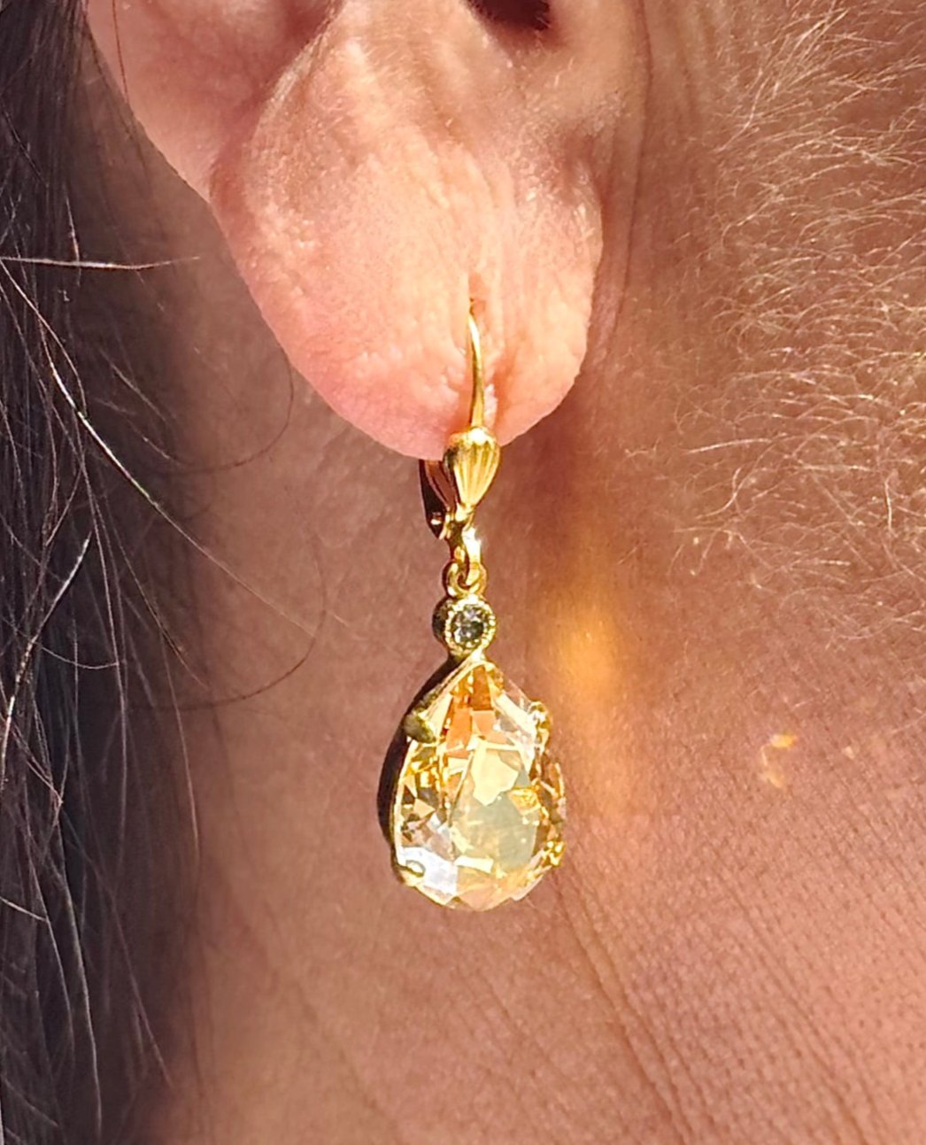 Champagne Teardrop Crystal Earrings